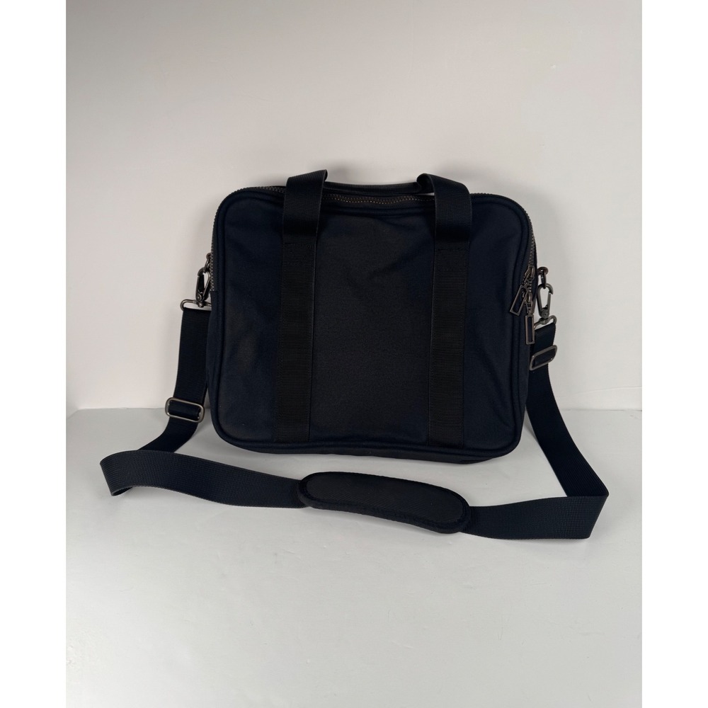 Eddie Bauer Messenger Computer Laptop Bag Zip Up Black Travel Business Casual - Picture 3 of 8